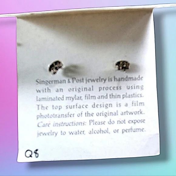 Singerman & Post | NWOT Handcrafted Green/Purple Floral Post Earrings - Picture 3 of 4